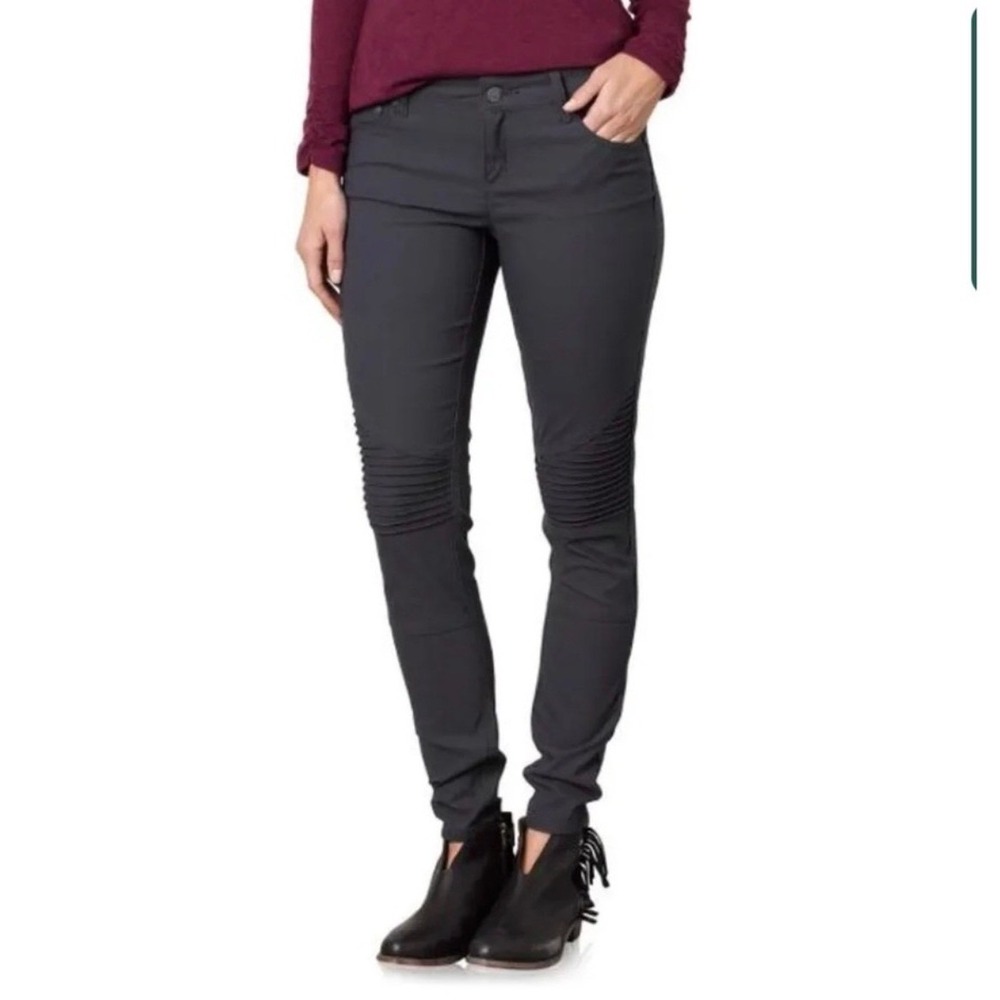 Prana BRENNA Black Moto Style Skinny Pants Womens Size 14 Mid Rise Hiking UPF50+